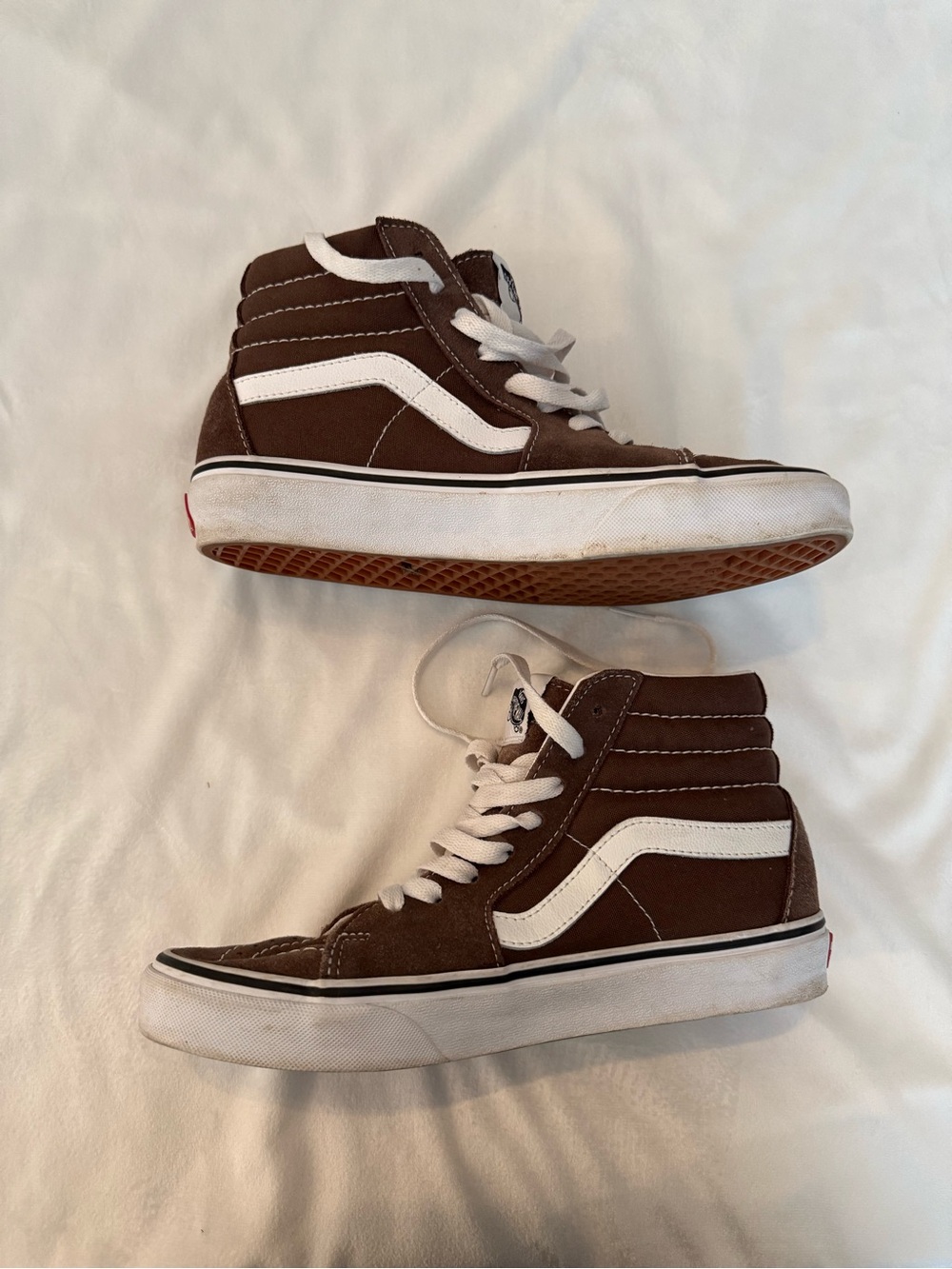 Vans Sk8-Hi Brown White Suede Canvas High Top Sneakers Women’s 8 Men’s 6.5 - Picture 2 of 7